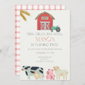 Oink Cluck Baa Moo Digitale Uitnodiging (Voorkant / Achterkant)