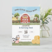 Oink Cluck Neigh Moo Boerderij Kids Verjaardagsuit Kaart (Staand voorkant)