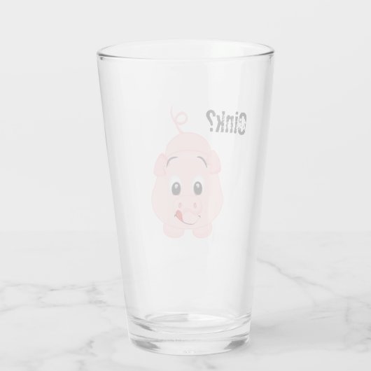 "Oink?" Cute Pink Pig Glas (Achterkant)