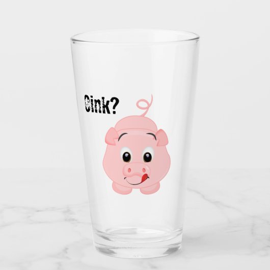 "Oink?" Cute Pink Pig Glas (Voorkant)