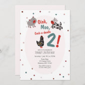 Oink Moo Boerderij Uitnodiging tweede verjaardag (Voorkant / Achterkant)