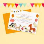 Oink Moo Cock-a-doedle-doo Farm Animals Birthday Kaart<br><div class="desc">Oink, moe, cock-a-doodle-doo! We willen met je vieren! Een leuke manier om vrienden en familie uit te nodigen voor het verjaardagsfeest van je kind. Dit genderneutrale ontwerp is perfect voor kleine jongens en meisjes van elke leeftijd! De voorkant heeft een roze varken, een koe, een ezel, een haan, twee kuikens,...</div>