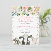 Oink Moo Cockadoodle Doo Girl Birthday Uitnodiging (Staand voorkant)