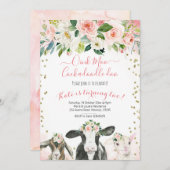 Oink Moo Cockadoodle Doo Meisje Verjaardagsuitnodi Kaart (Voorkant / Achterkant)