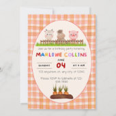 Oink & Moo Schattige Boerderij Animal Birthday Inv Kaart (Achterkant)