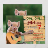 Oink, Oink! uitnodiging voor een gitaarvarken (Voorkant / Achterkant)
