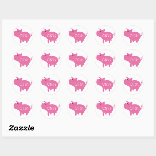 Oink Pink Pig Ronde Sticker (Vel)