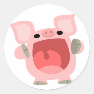 "OINK!!!" Schattigee Cartoon Varken Sticker
