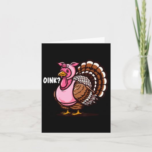 Oink Turkije Thanksgiving Grappig In Varkensvermom Kaart (Voorkant)