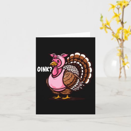 Oink Turkije Thanksgiving Grappig In Varkensvermom Kaart (Gele Bloem)