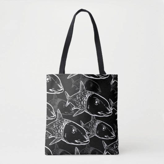 Oio - Hawaïaanse beenvis zwart-wit print Tote Bag (Voorkant)