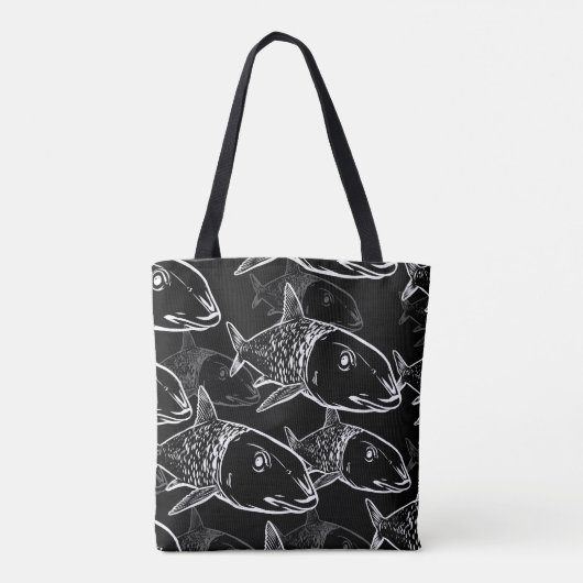 Oio - Hawaïaanse beenvis zwart-wit print Tote Bag (Achterkant)