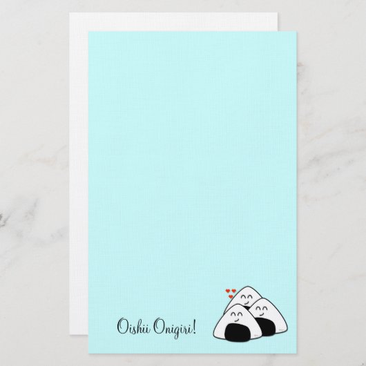 Oishii Onigiri Briefpapier (Bleek blauw) (Voorkant / Achterkant)