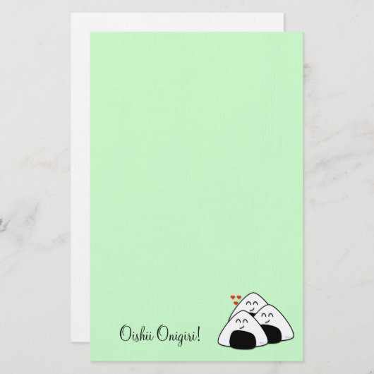 Oishii Onigiri Briefpapier (Bleek groen) (Voorkant / Achterkant)