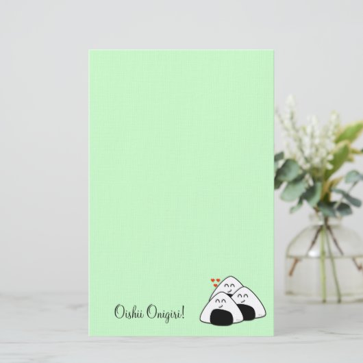 Oishii Onigiri Briefpapier (Bleek groen) (Staand voorkant)
