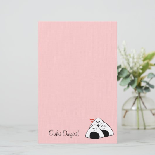 Oishii Onigiri Briefpapier (Bleek roze) (Staand voorkant)