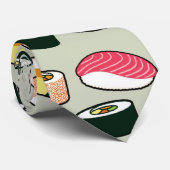 Oishii Sushi Fun Illustraties Patroon Stropdas (Opgerold)