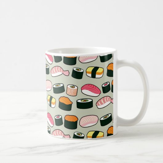 Oishii Sushi Fun Illustrations Pattern (Griekenlan Koffiemok (Rechts)