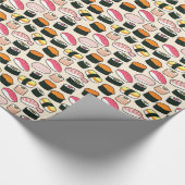 Oishii Sushi Fun Illustrations Pattern (grijs) Cadeaupapier (Hoek)