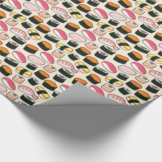 Oishii Sushi Fun Illustrations Pattern (grijs) Cadeaupapier (Hoek)