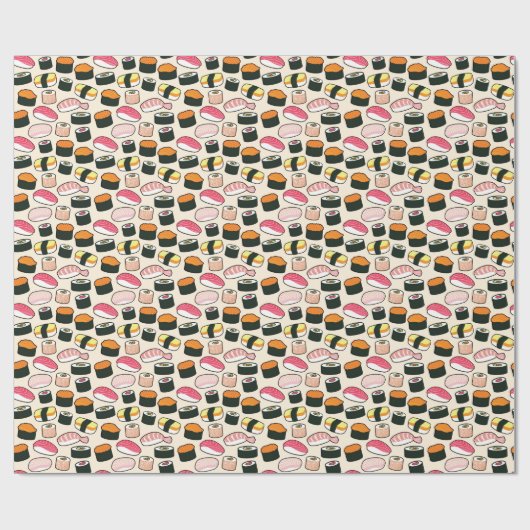 Oishii Sushi Fun Illustrations Pattern (grijs) Cadeaupapier (Vlak)