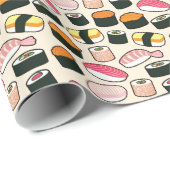 Oishii Sushi Fun Illustrations Pattern (grijs) Cadeaupapier (Rol Hoek)