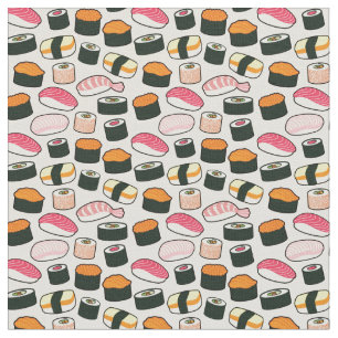 Oishii Sushi Fun Illustrations Pattern (grijs) Stof