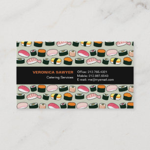 Oishii Sushi Fun Illustrations Pattern (grijs) Visitekaartje