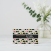 Oishii Sushi Fun Illustrations Pattern (grijs) Visitekaartje (Staand voorkant)
