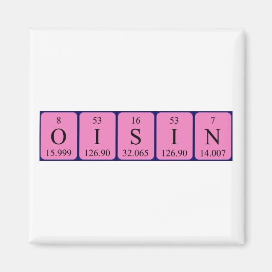 Oisin periodiek table name magnet (Voorkant)