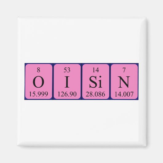 Oisin periodiek table name magnet (Voorkant)