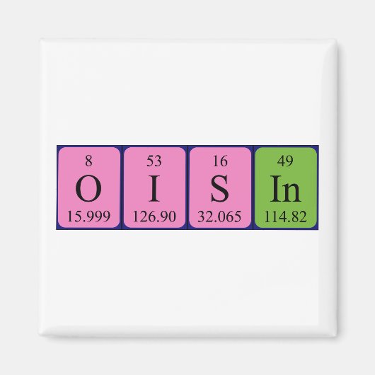 Oisin periodiek table name magnet (Voorkant)