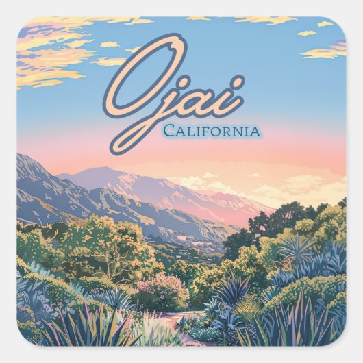 Ojai California Topa Mountains landschap Vierkante Sticker (Voorkant)