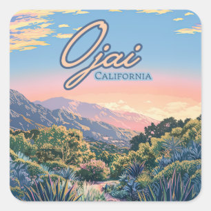 Ojai California Topa Mountains landschap Vierkante Sticker