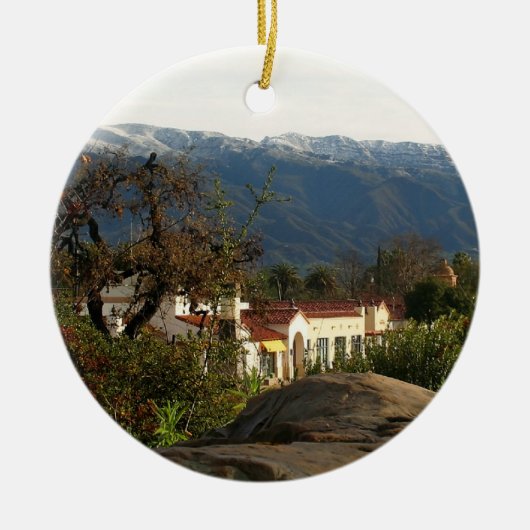 Ojai met sneeuw keramisch ornament (Voorkant)