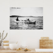 Ojibwa Indiërs kruisen meer op Canoe Foto Poster (Keuken)