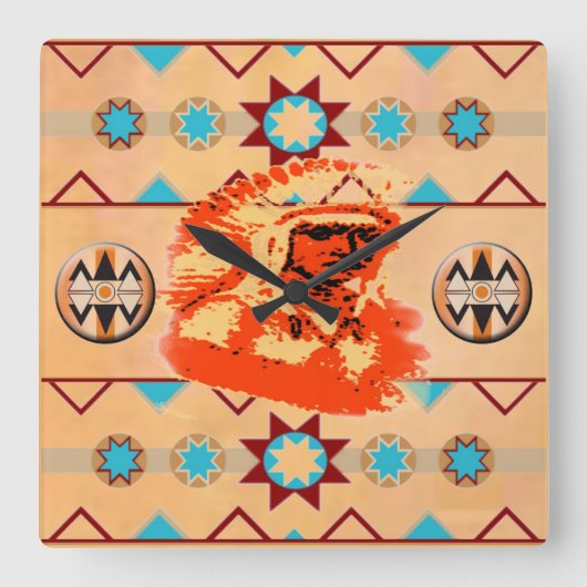 Ojibwa Wall Clock Vierkante Klok (Voorkant)