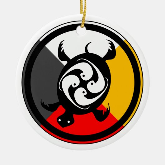Ojibway Dodem Miskwaa desi Keramisch Ornament (Voorkant)
