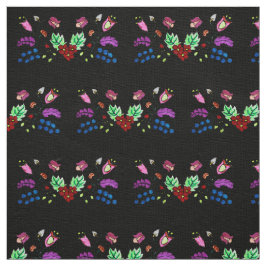 Ojibwe Black Floral Pattern Stof