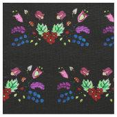Ojibwe Black Floral Pattern Stof (Close Up)