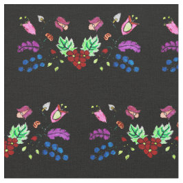 Ojibwe Black Floral Pattern Stof