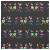 Ojibwe Black Floral Pattern Stof (Swatch)