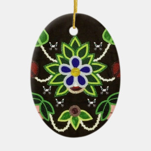 Ojibwe Bloem Beer en Pijlen Keramisch Ornament