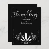 Ojibwe Bloemen Zwart-wit bruiloft uitnodiging (Voorkant / Achterkant)