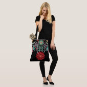 Ojibwe Firekeepers Floral Motif Black Tote Bag (Op model)