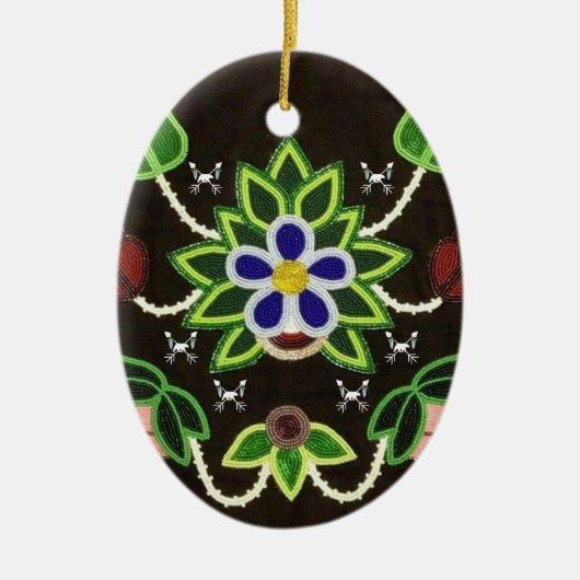 Ojibwe Floral Beer en pijlen Keramisch Ornament (Voorkant)