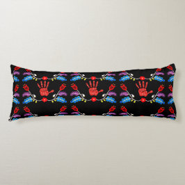 Ojibwe Floral Motif MMIW Black Lichaamskussen
