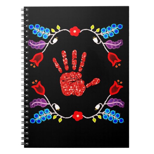 Ojibwe Floral Motif MMIW Black Notitieboek (Voorkant)