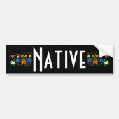 Ojibwe Floral Native Amerikaans Zwart Auto Bumpersticker (Voorkant)