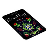 Ojibwe Floral Strawberry Black Wedding Invitation Magneet (Rechterzijde)